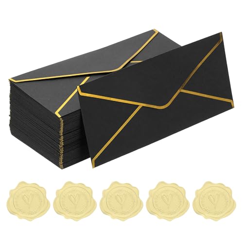 Enveloppes de mariage noires et dorées PATIKIL pour invitations et Noël