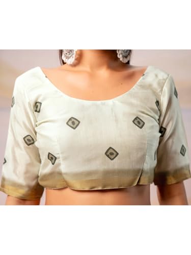Image of Satrani Women's Silk Printed Ready To Wear Saree with Unstitched Blouse Piece