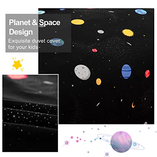 Yiran Galaxy Bedding Duvet Cover Twin Outer Space Duvet Cover Set Galaxy Planet Space Bedding Cover With Colorful Star Moon Reversibler Kids Duvet Cover Set For All Seasons(2 Pieces,68"X86") #TOP4