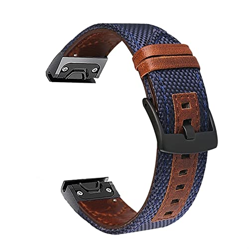 Bracelet de montre GUMMMY en cuir véritable agate pour Garmin Fenix 6 et 5, 22 mm