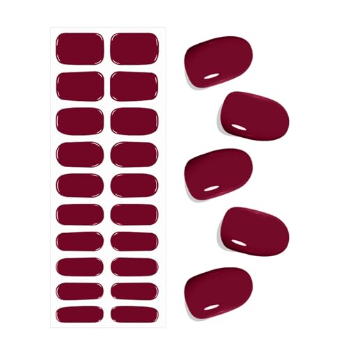 #Commissioniguadagnate<br>Unghie Gel Adesive UV 20 PCS Smalto Adesivo Gel UV Rosso Vino Pellicola per Unghie Autoadesiva Strisce Semiindurite per Manicure Fai da Te
