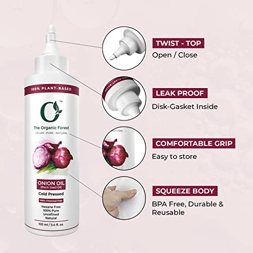 Organic Forest 100% Chemical Free Red Onion Hair Oil for Hair Loss | Black Seed Oil or Kalonji Hair Oil for Hair Fall Control | Plant Based Ingredients Helps in Better Absorption | 100% Vegan | 100 ML - Image 3