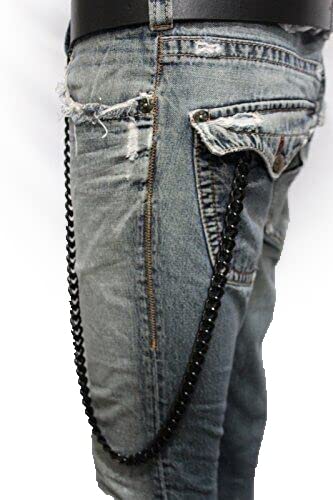 Men Fashion Black Color Wallet Chain Long Strand Strong Heavy Duty Links Bold3