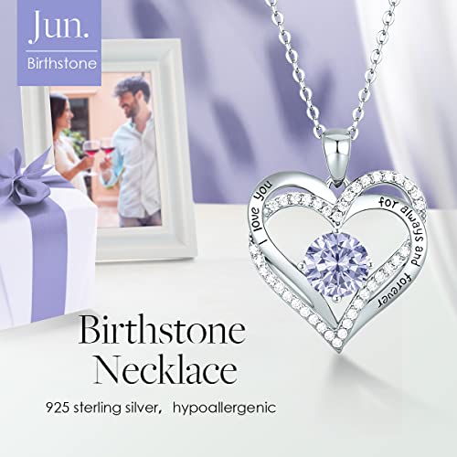 Cde Forever Love Heart Women Necklace 925 Sterling Silver Rose Gold Plated Birthstone Pendant Necklaces For Women With Cubic Jewelry Gifts Birthday Gift For Mom Women Wife Girls Her #TOP2