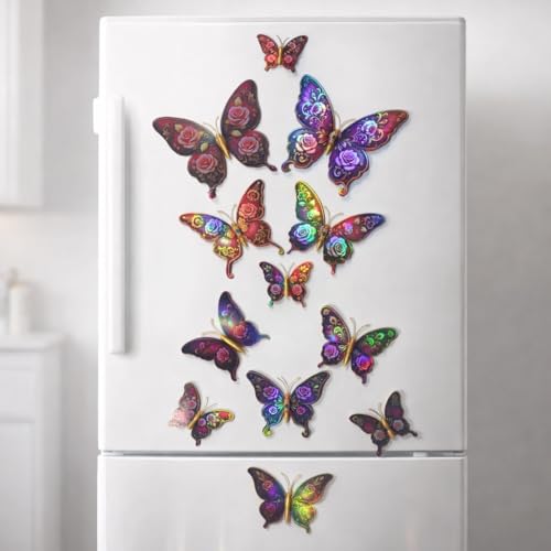 Image of Rangoli 3D Multicolor Butterfly Wall Stickers with Magnet | Removable Self Adhesive Wall Decor for Living Room, Bedroom, Kids Room | Wall & Iron Surface Decoration. Design-23