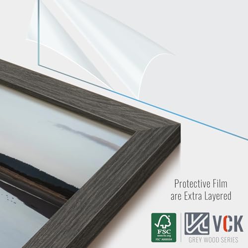 Image of VCK 20x30 Poster Frame 5 Pack, Grey Wood, 16x24 Mat, for Gallery Wall