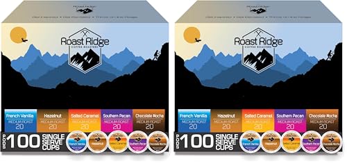 Image of Roast Ridge Serve Coffee Pods for Keurig K-Cup Brewers,Variety Pack,(20 each: Salted Caramel,Southern Pecan,Chocolate Mocha,Hazelnut,French Vanilla),100 Count (Pack of 2)