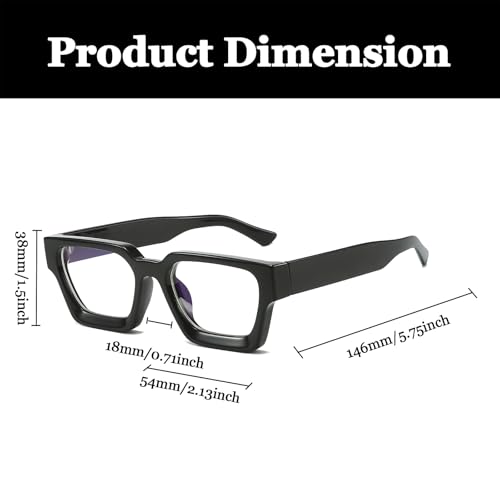 LJCZKA Blue Light Glasses Square Frame for Women Men Computer Glasses Thick Frame Anti Eye-Fatigue Headache for Reading Texting & Gaming - Image 3