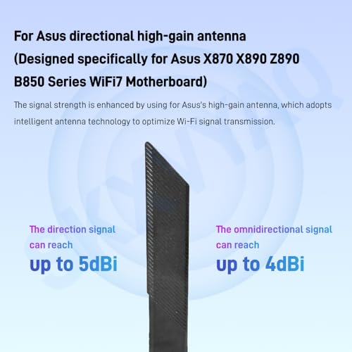 Image of for ASUS WiFi 7 Antenna Magnetic 2.4G 5G 6G WiFi 6E WIFI7 for ROG Strix Z790 Z790-E Z790-A Z790-F Wi-Fi 7 Gaming Motherboard PC Desktop Computer with New Interface (Black)