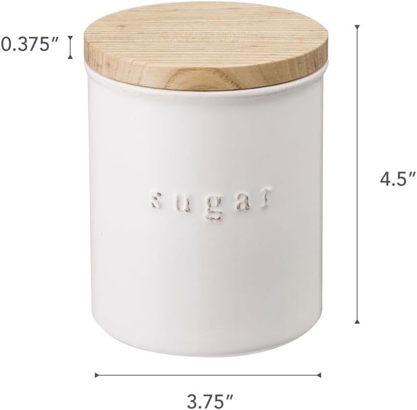 YAMAZAKI Home Tosca Ceramic Canister - Dry Food Kitchen Storage Container Organizer - Sugar - 15.25 Oz., 450 Ml
