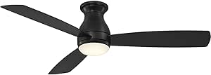 Fanimation Hugh 3 Blade Ceiling Fan 11.74 Inches Tall and 52 Inches Wide with Black Finish and Black Blades