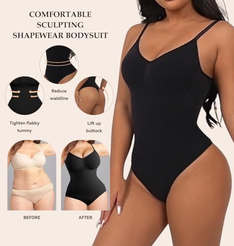 Body Shapewear Donna Maniche Lunghe | Modellante Con Scollo A U E Perizoma