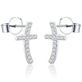 AoedeJ Cross Stud Earrings Sterling Silver Cubic Zirconia Religious Cross Earrings Stud for Women an