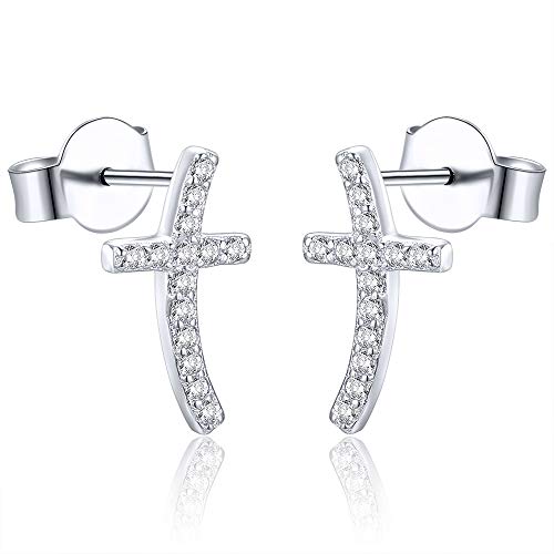 Aoedej Cross Stud Earrings Sterling Silver Cubic Zirconia Religious Cross Earrings Stud For Women And Men (Style 5) #TOP5