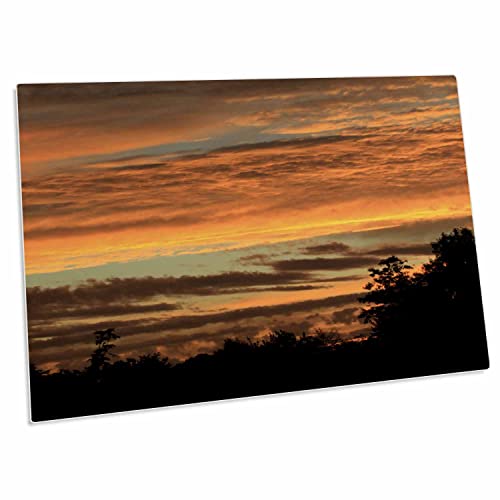 3dRose Sunset Clouds Trees Orange Yellow - Desk Pad Place Mats miniatura 1