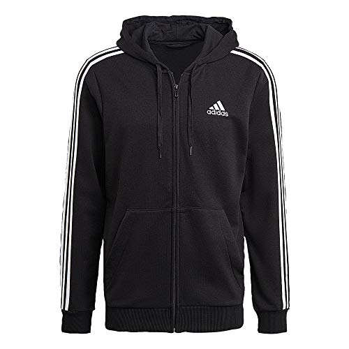 adidas Herren Essentials French Terry 3-Streifen Jacke, Black/White, M