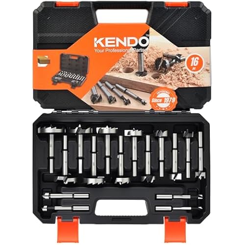 KENDO Forstner Bit Set, 16-Piece Alloy Steel for Woodworking