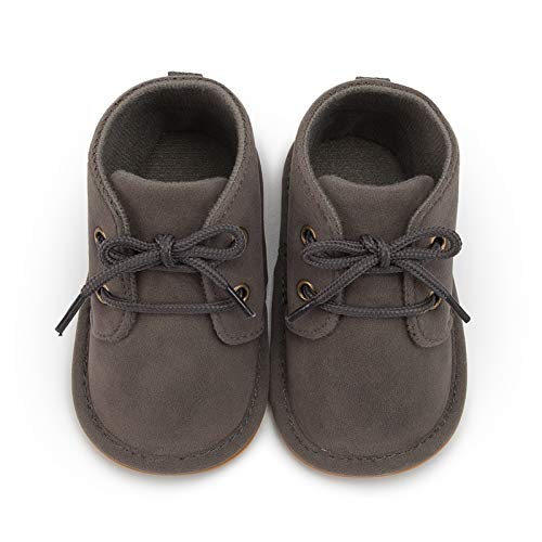 Akingio Baby Boys Girls Booties Oxford Loafers Dress Non-Slip Rubber Shoes Soft Sole Winter Boots Toddler First Walker Warm Crib Shoes Dark Gray 13Cm #TOP3