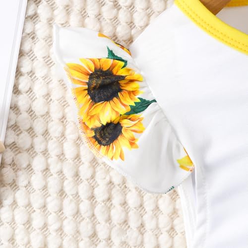 Image of Girls summer clothing 2PCS floral elements, pleated sleeve top flared pants set, suitable for 4T-12Y