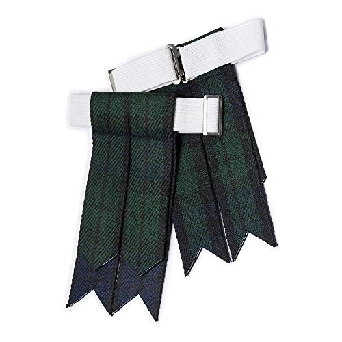 Kilt Flashes for Men with Heavy Buckle Adjusters, Plain & Tartan Kilt Sock Flashes.