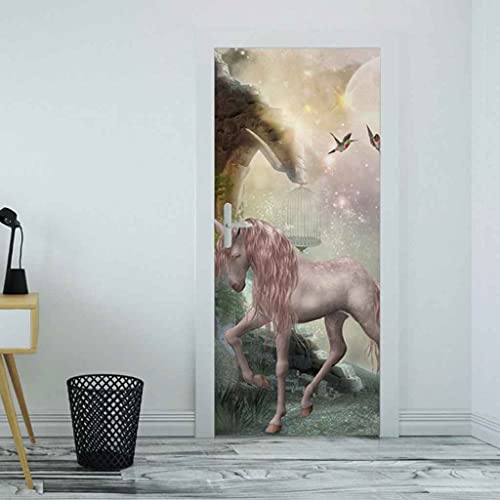 ZOOINB 3D Türtapeten Fototapete Selbstklebend Tür Wandaufkleber Sternenhimmel Tierpferd Türaufkleber Kunst Bild Pvc Fototapete Türfolie Poster Tapete Aufkleber Diy Wandbild Wasserdichte Cover