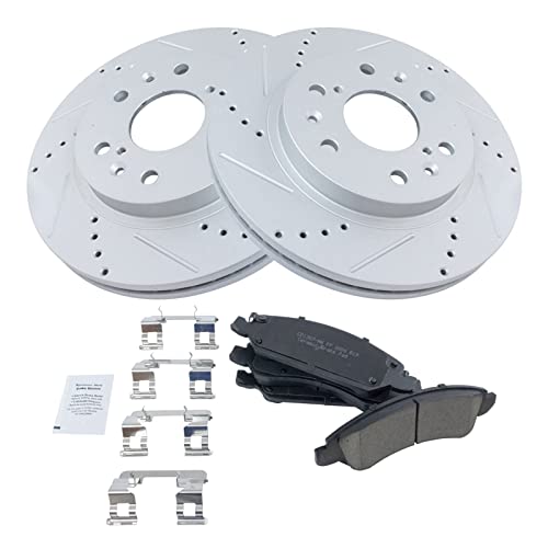 Performance Drilled & Slotted Brake Rotor & Posi Ceramic Pad Front Set #TOP3