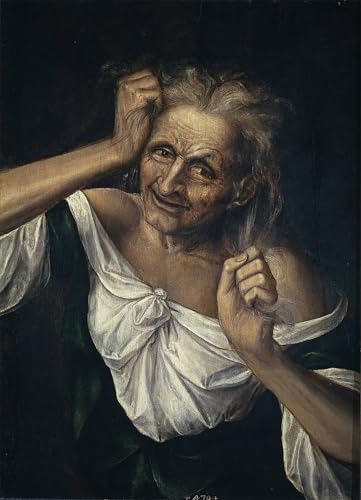 Tableau Toile Quentin Massys Vieille femme s'arrachant les cheveux 60x90cm