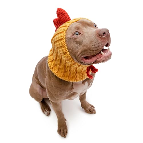 Zoo Snoods Rooster Costume - Knit Chicken Dog Snood Ear Wrap for Pets, Warm Neck Cover for Halloween and Winter (Large)