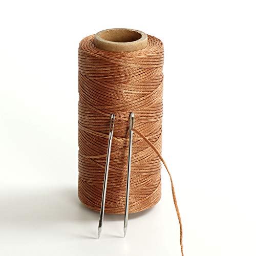 120 Meters 300D 1.2Mm Sewing Waxed Thread With 2 Needles Leather Craft Hand Stitching Waxed Thread Cords Awl Shoes (Camel) #TOP1