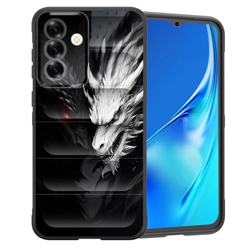 CICPLKSE for Galaxy A17 5G Case, Premium Silicone with [Soft Anti-Scratch Microfiber Lining] Shockproof Protective Phone Case for Samsung Galaxy A17 5G 6.7 inch 2025,Black and White Dragon