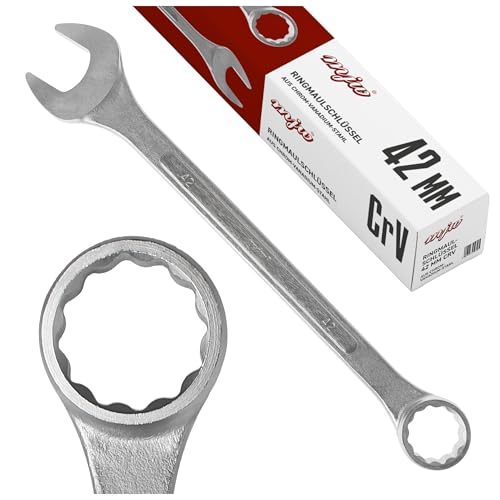 MJW 42 mm Ringmaulschlüssel aus Chrom-Vanadium-Stahl, DIN 3113, 12-kant Profil mit Satin-Finish, für Heim- und Profiwerkstatt