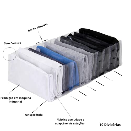 KIT Organizador de Gavetas Com 3 Colmeias Organizadoras Tamanho G Transparente Reforçada Cristal