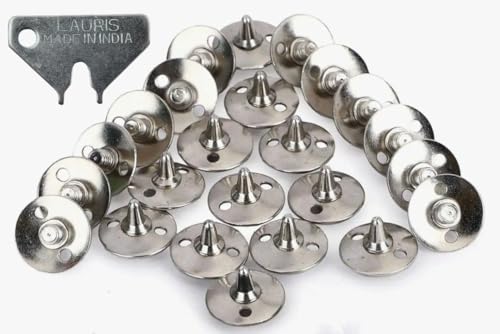 Image of Lauris Cricket Shoe Spare Spikes for Men Boys Full Metal Replaceable Nails pins | Pack of 22 Pieces with Tighter Key Remover Spanner compatiable for Indian Shoes Thread Size 6 mm Metallic