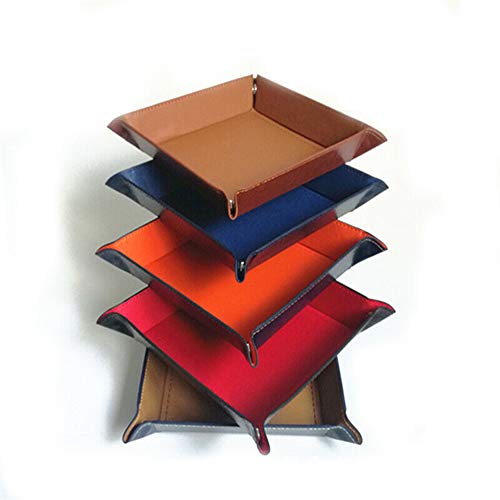 TOOLDO Women/Mens Leather Valet Tray Box for Loose Change Bedside Organizer Box Jewelry Key Leather Catch All Red - Image 3