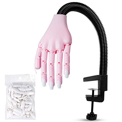 Nail Practice Hand, Professional Practice Hand for Acrylic Nails, HoMove Nail Display Hand, Flexible & Adjustable Hand Practice Tool with False Nails for Acrylic Nail DIY