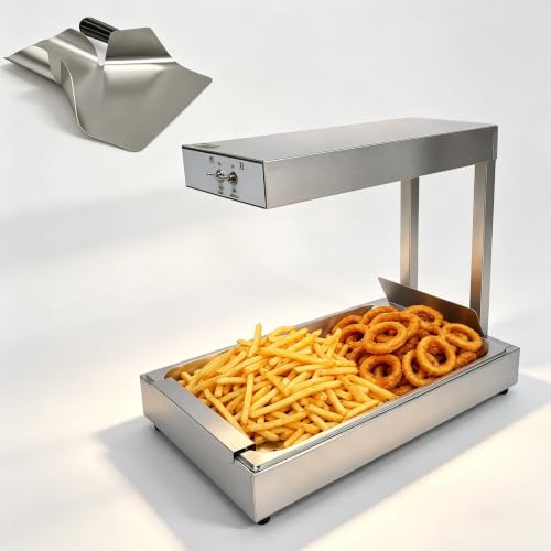 Lampe chauffante pour frites - Station chauffante pour frites - Chauffe-plats - Lampe chauffante commerciale - Station de maintien au chaud électrique en acier inoxydable - Chauffe-plats