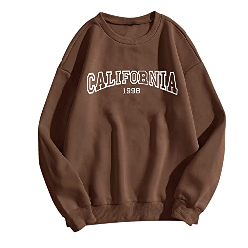 Sweatshirts femme amples pour éviter le froid avec ce pull long marron doux