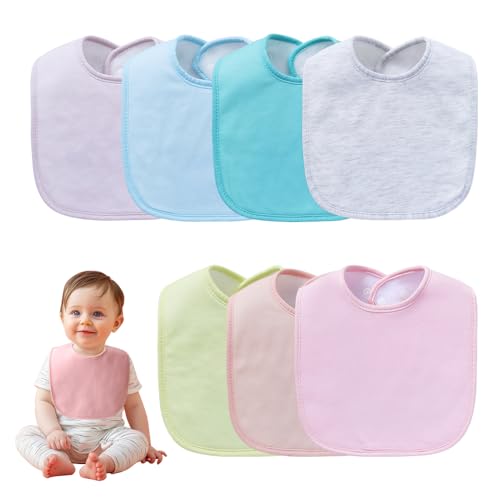 Image of lazyrhino 7 Pack Solid Color Baby Bibs,Unisex,Soft and Absorbent,Adjustable (multi02)