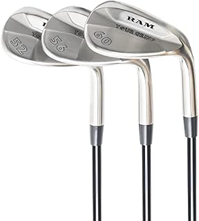 Ram Golf Tour Grind Milled Face Golf Wedge Set, Chrome, Mens Right Hand