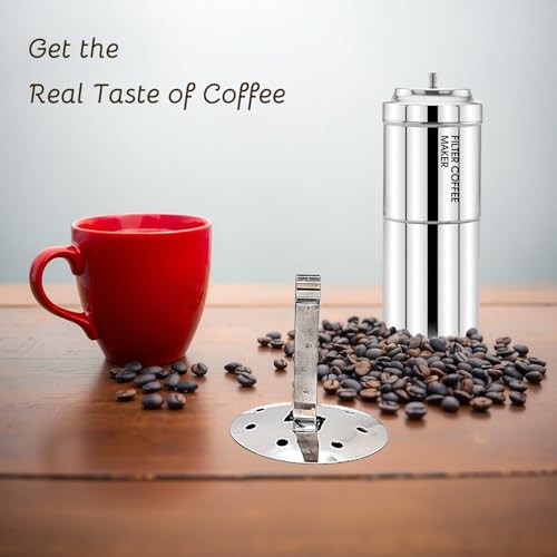Image of South Indian Filter Coffee Maker - 250 ml, Stainless Steel, Coffee Decoction Machine
