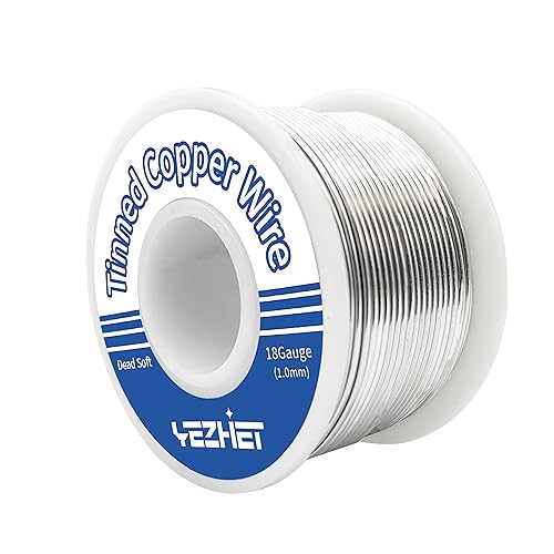 YEZHET Tinned Copper Bus Bar Wire 108 Ft 18 Gauge 0.5LB Spool for Stained Glass Project Crafts and Jewelry Making
