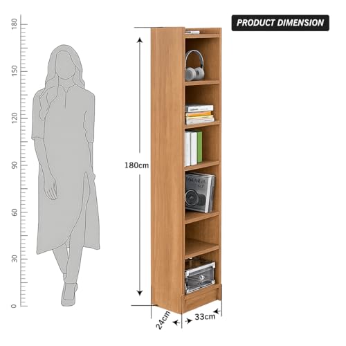 Image of Callas 7 Layer Engineered Wood Bookshelf Multipurpose Home Decor Storage Rack | Showcase Organizer for Living Room, Kitchen, Bedroom, Office | (BR-O7-WL)