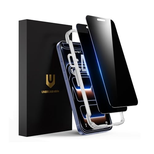 UNBREAKcable Privacy Screen Protector for iPhone 17 Pro Full Coverage Shatterproof Tempered Glass [True 28Anti Spy] [9H Hardness] [Easy Installation Frame] 2-Pack Private Screen for iPhone 17 Pro