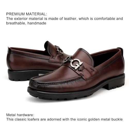 Image of Men's Luxury Black Leather Penny Loafers, Classic Fashion Handmade Dress Shoes Casual Slip-on Loafer for Mens