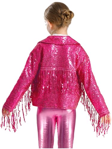 Hularka Kids Girls Sequins Jacket Jazz Disco Dance Coat Long Sleeve Open Front Cardigan Tops Performance Party Outwear2