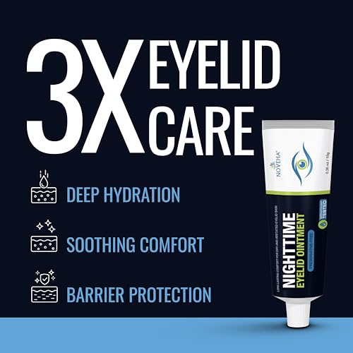 NOVEHA NIGHTTIME Eyelid Ointment Night Gel For Dry Eyelid Relief | Long Lasting Moisturizer Preservative Free | Moisturizing Upper Eyelid Cream for Night, External Use Only | 0.35 Oz / 10 gr