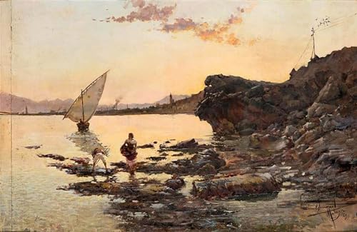 Tableau Malaga par Enrique Simonet : affiche vintage coucher du soleil 60x90cm pour chambre