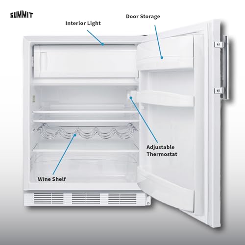 Summit 24" Refrigerator-Freezer, Peak24 Undercounter Fridge, 5.1 cu.ft. Capacity, White- CT661W on Fridge.com