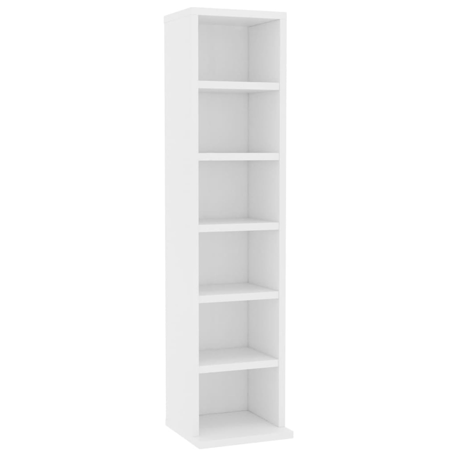 Homgoday CD-Schrank mit 6 offenen Fächern, 21 x 20 x 88 cm, Holz, CD- und DVD-Regal, für Wohnzimmer, Schlafzimmer, Büro