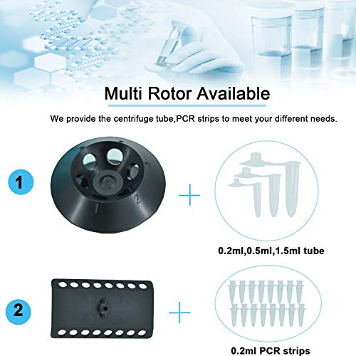 Mini Lab Centrifuges Machine, 4000Rpm Mini Portable Desktop Centrifuge Laboratory, 2 Rotors For 2Ml/1.5Ml/0.5Ml/0.2Ml Centrifuge Tubes - 110V #TOP2